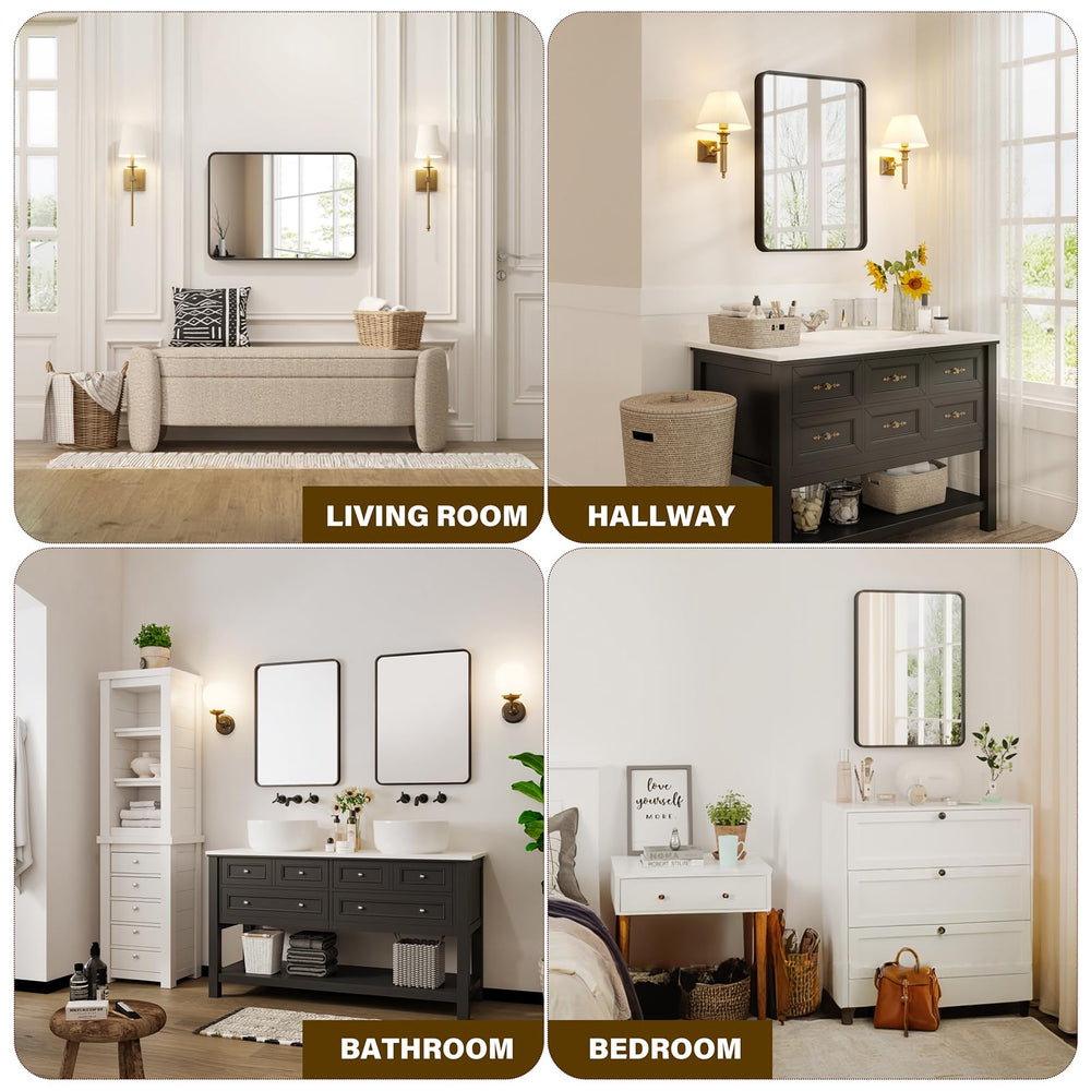 40x28&quot; Black Metal Framed Bathroom Mirror - From Where - 