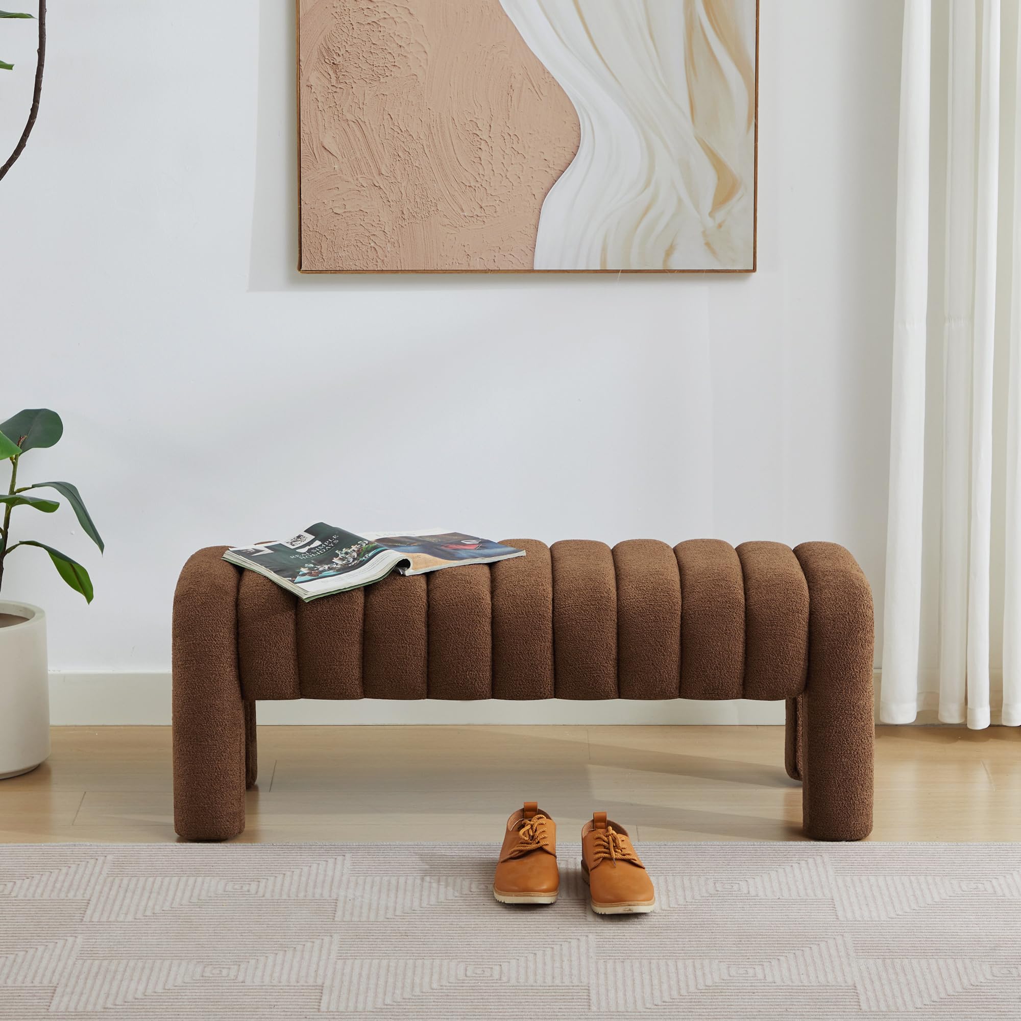 43" Modern Boucle Bench - From Where - 