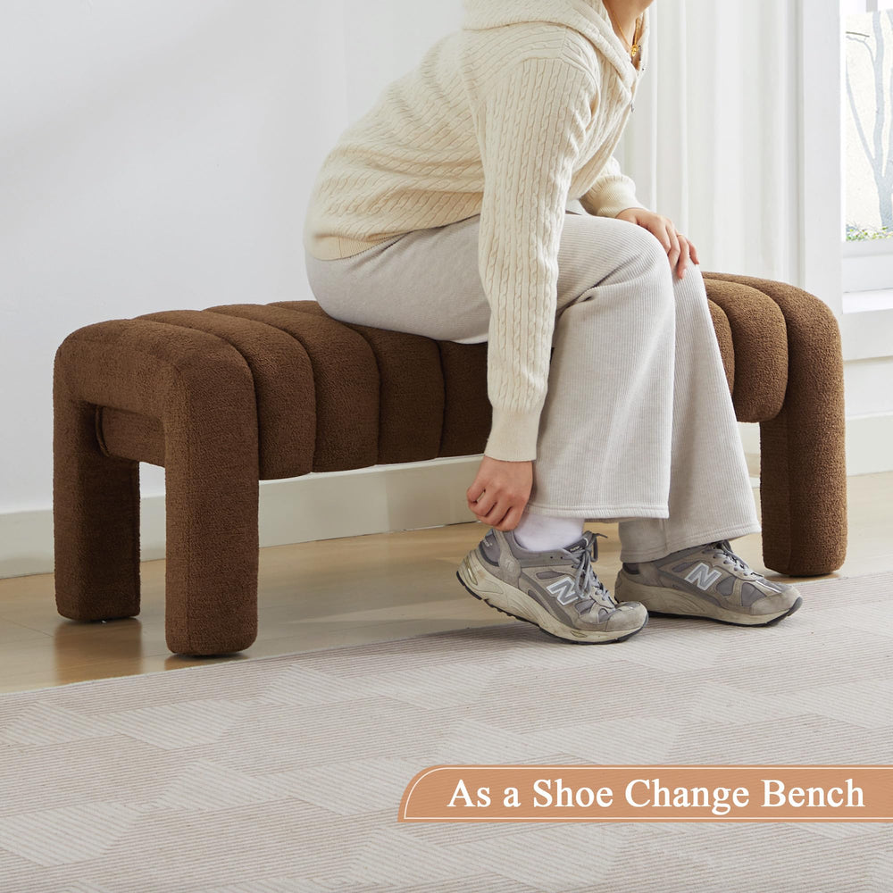 43" Modern Boucle Bench - From Where - 