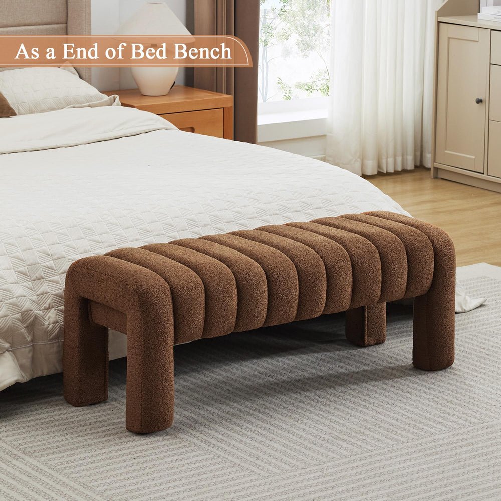 43" Modern Boucle Bench - From Where - 