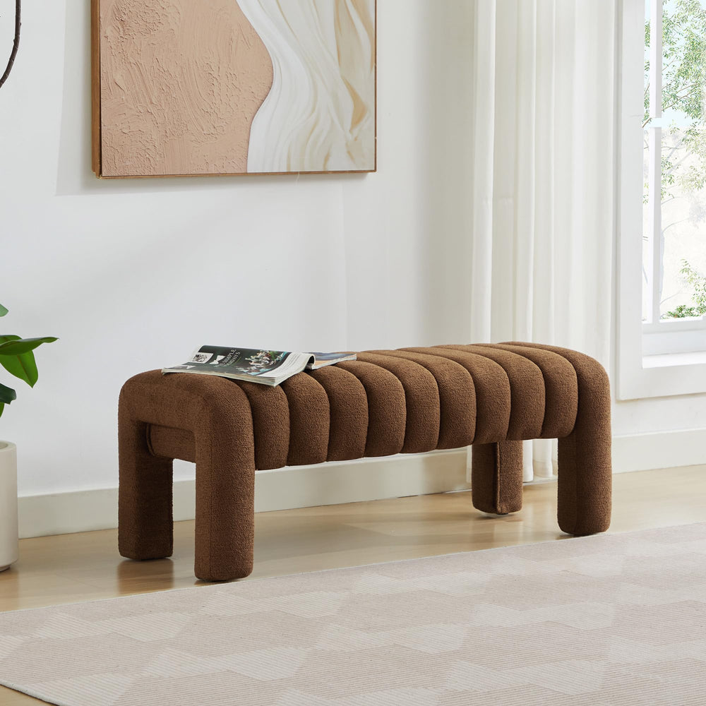 43" Modern Boucle Bench - From Where - 