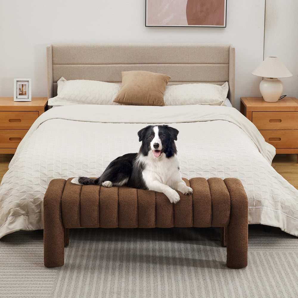 43" Modern Boucle Bench - From Where - 