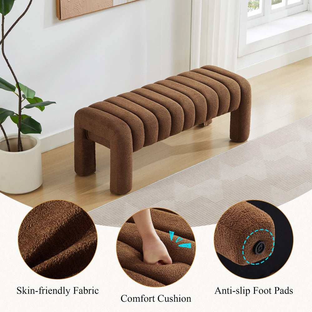 43" Modern Boucle Bench - From Where - 