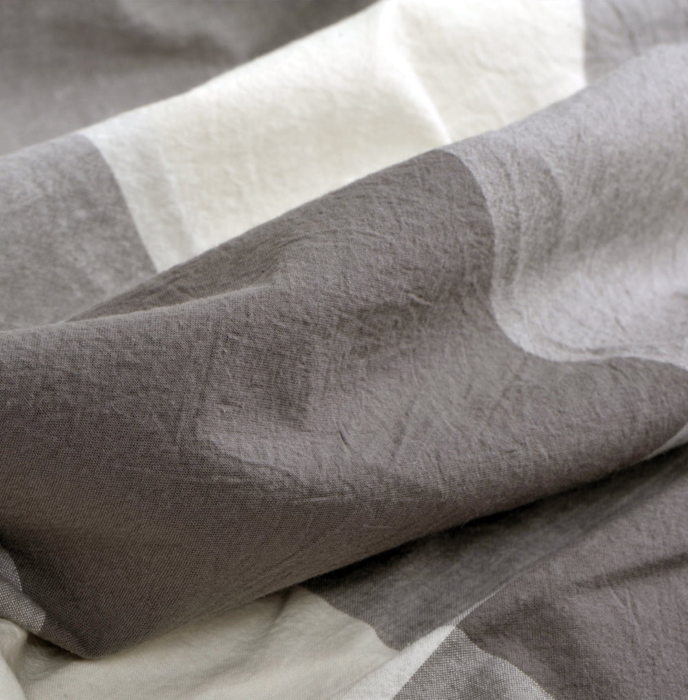 Home Soft Things 3 Piece Washed Cotton Duvet Cover Set - Gingham - Grey - Queen (92" x 90")