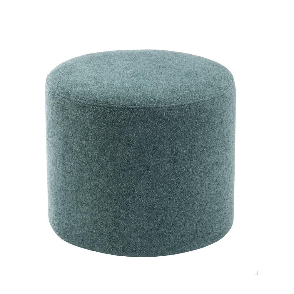 Wovenbyrd Round Pouf Ottoman with Foam Core Charcoal Wool Casual Boucle