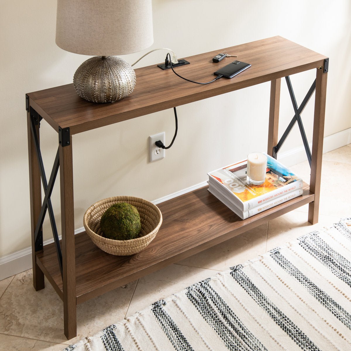 46.1" Console Table with Charging Station - From Where - 