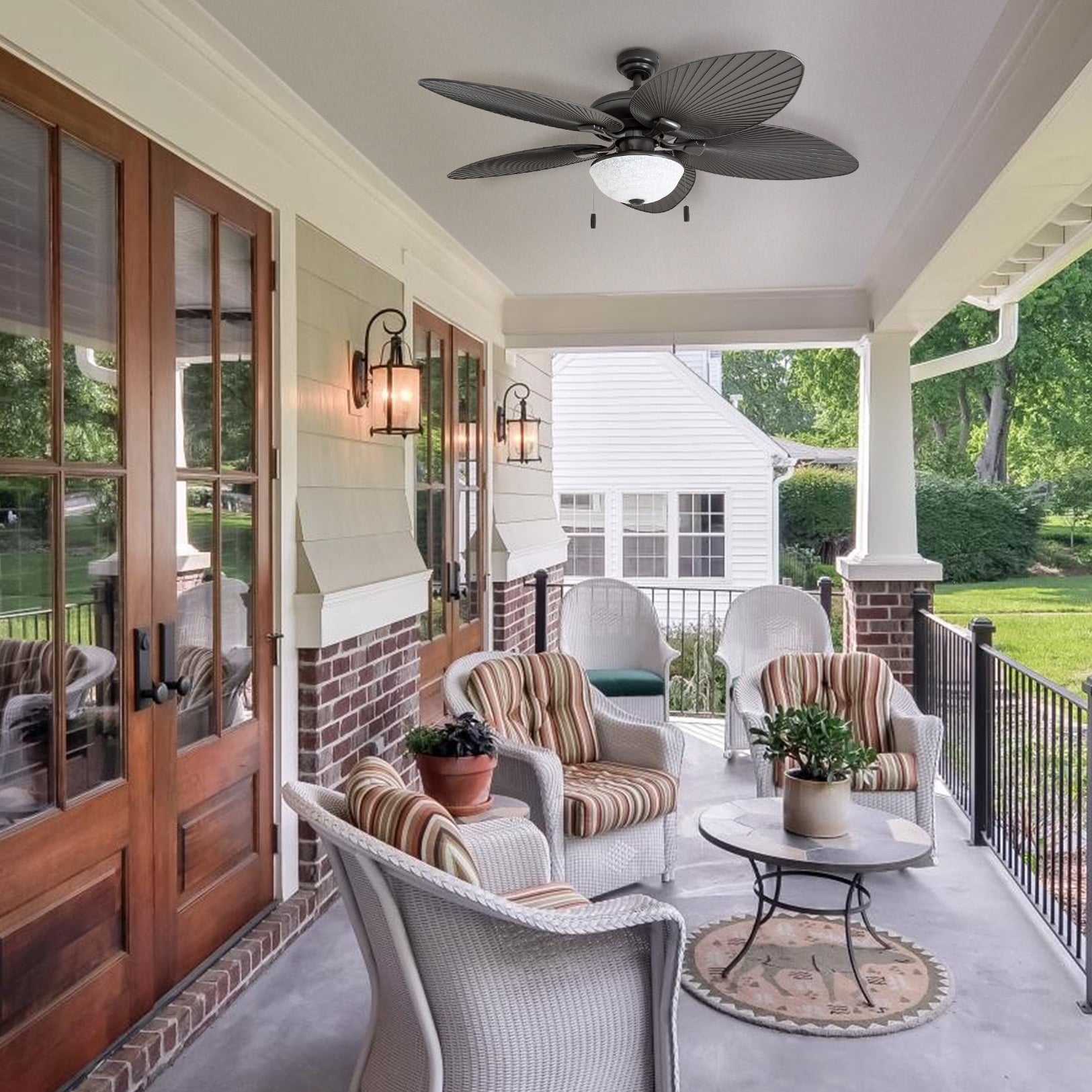 Prominence Home Inland Breeze 52" Bronze Indoor/Outdoor Ceiling Fan with 5 Blades, Bowl Light Kit, Pull Chains & Reverse Airflow