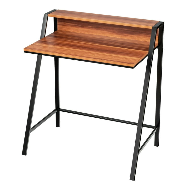 Costway 2 Tier Computer Desk PC Laptop Table Study Writing Home Office Workstation
