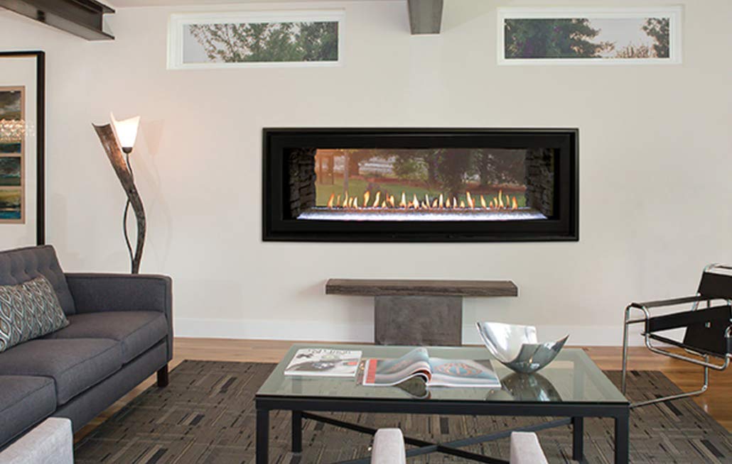 48" Boulevard DV See Thru Fireplace w/Black Liner - From Where - 