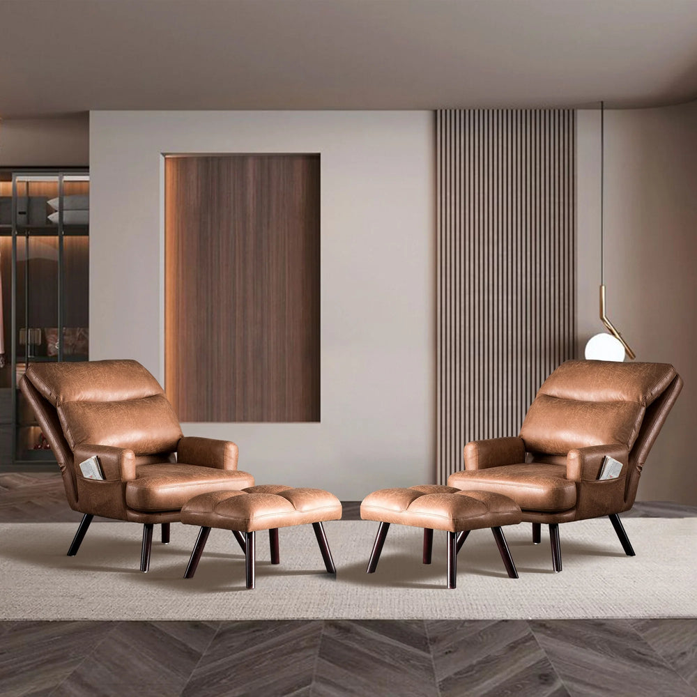 Adjustable Backrest Accent Chair with Ottoman