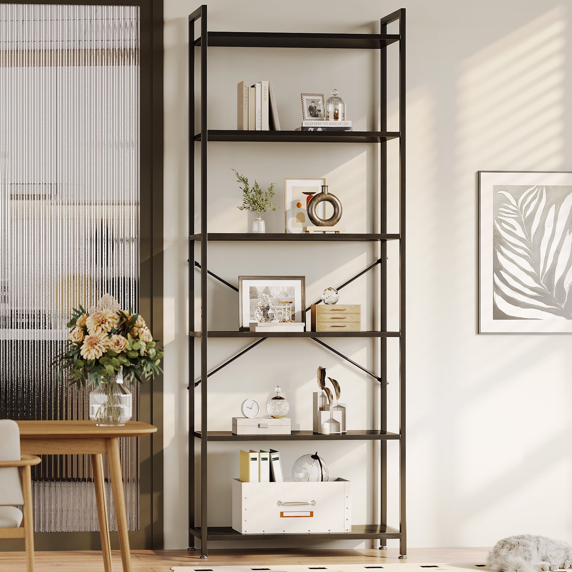 Casacomoda 6-Tier Tall Bookshelf, Large Bookcase with Steel Frame, Deep Book Shelf for Living Room, Home Office, Study, Industrial Style, Black - Walmart.com
