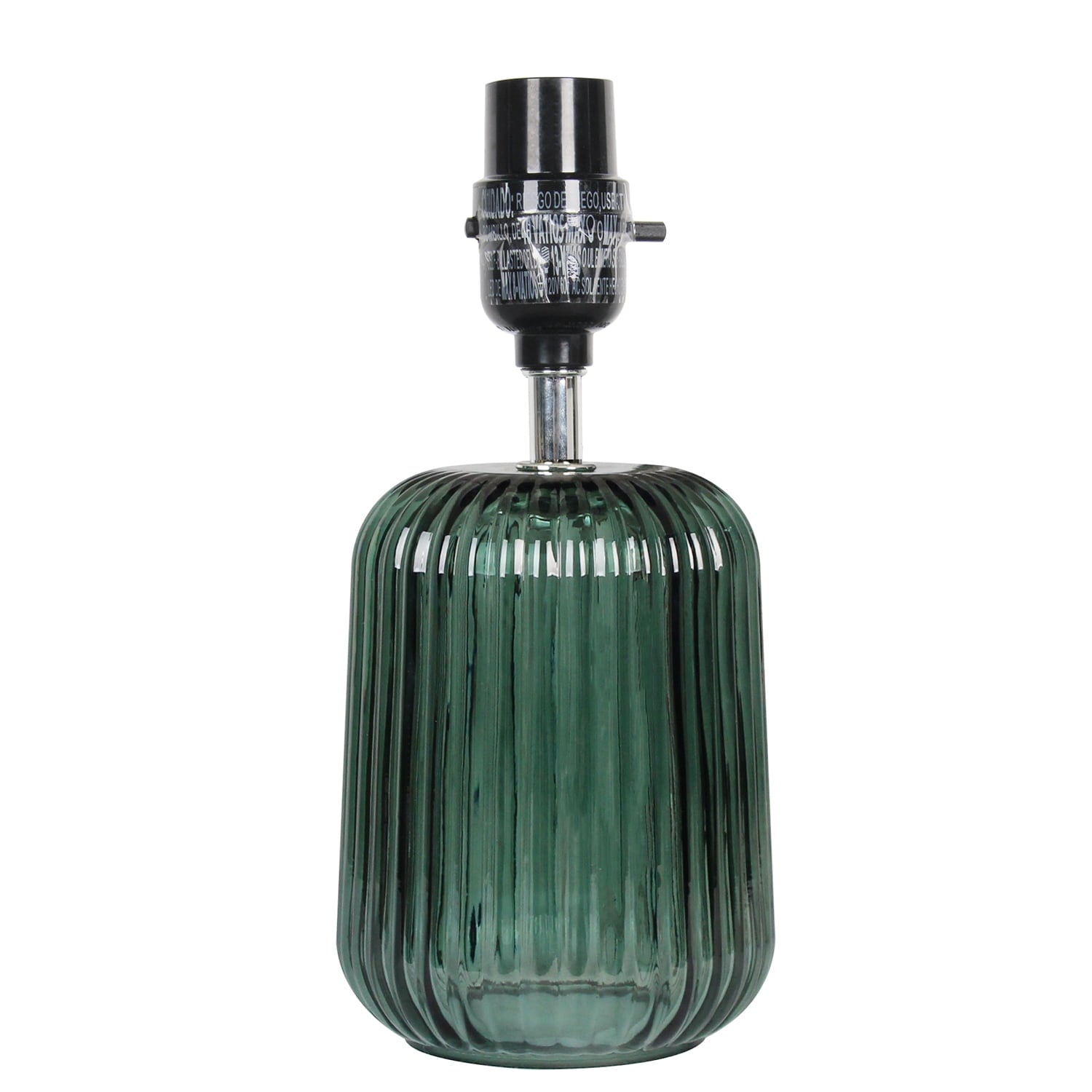 Mainstays 12.75"H Mini Green Glass Stripe Table Lamp with White Lamp Shade