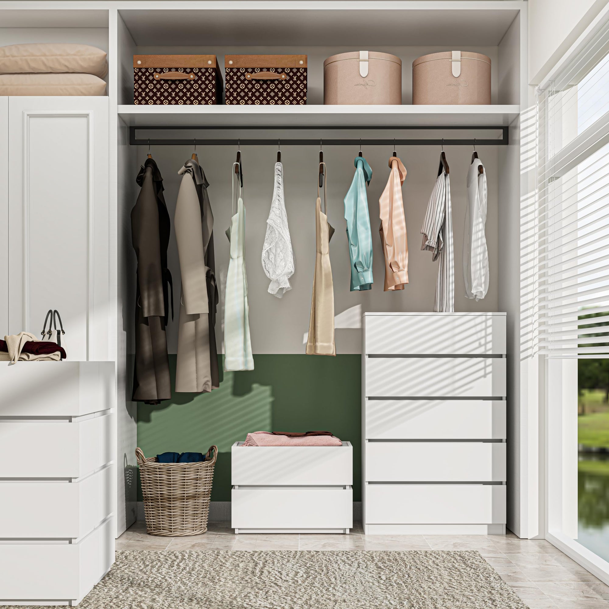 5 Drawer Wooden White Tall Dresser - From Where - 