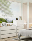 5 Drawer Wooden White Tall Dresser - From Where - 