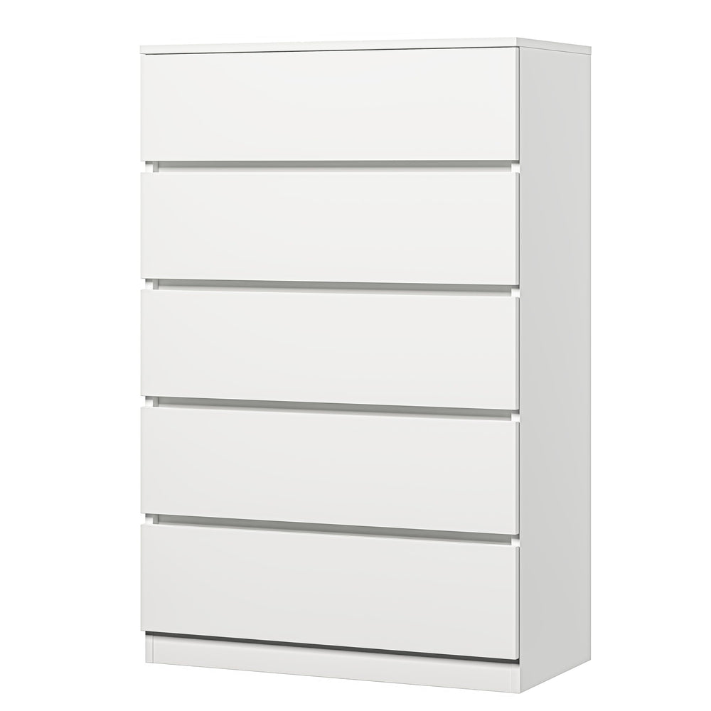 5 Drawer Wooden White Tall Dresser - From Where - 