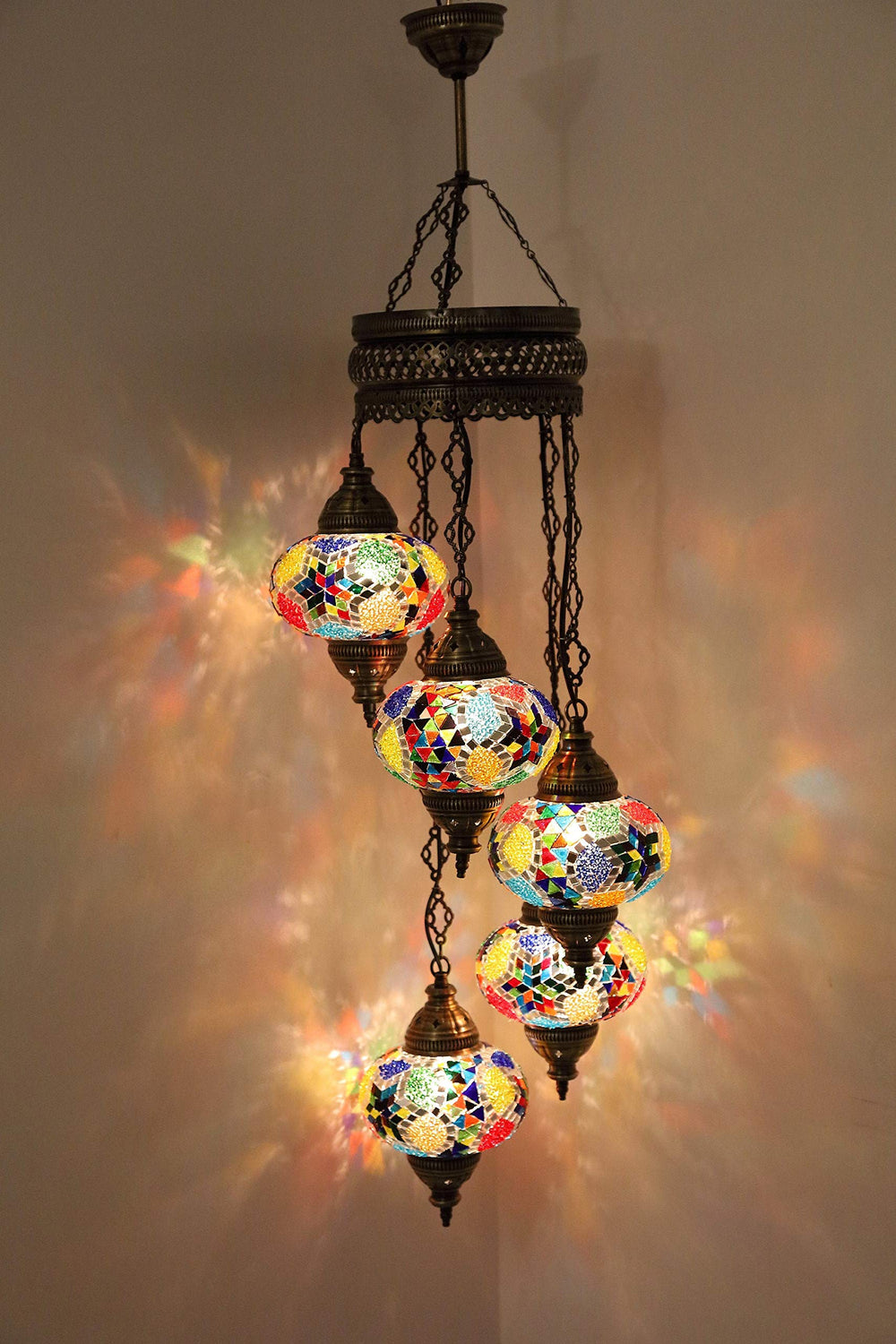 5 Globes Mosaic Chandelier Turkish Lamp - From Where - 