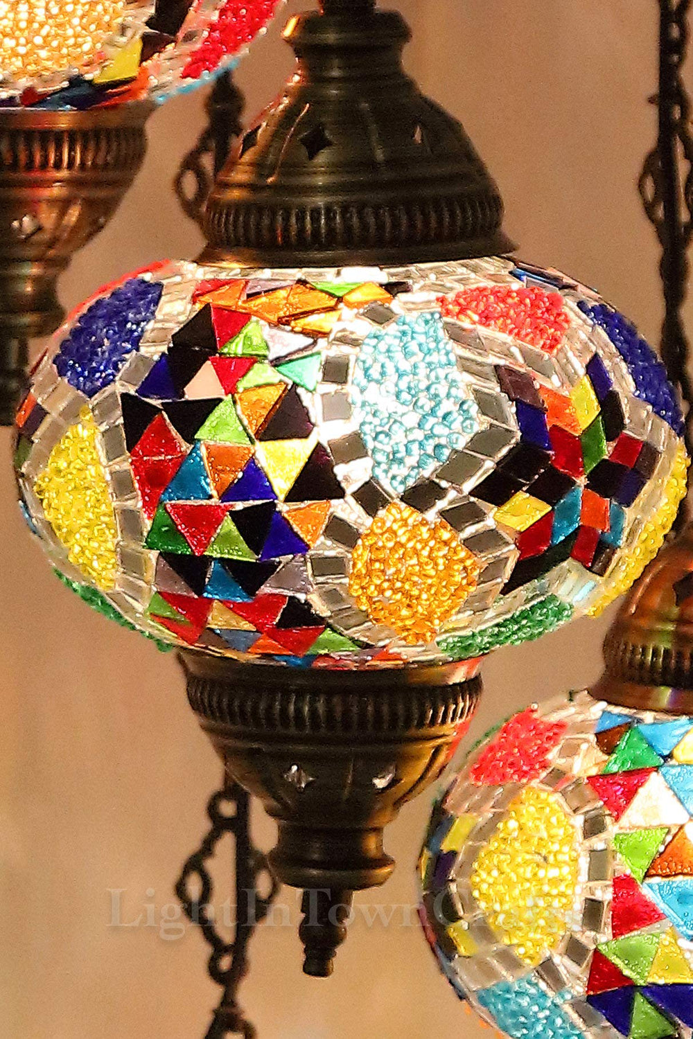 5 Globes Mosaic Chandelier Turkish Lamp - From Where - 