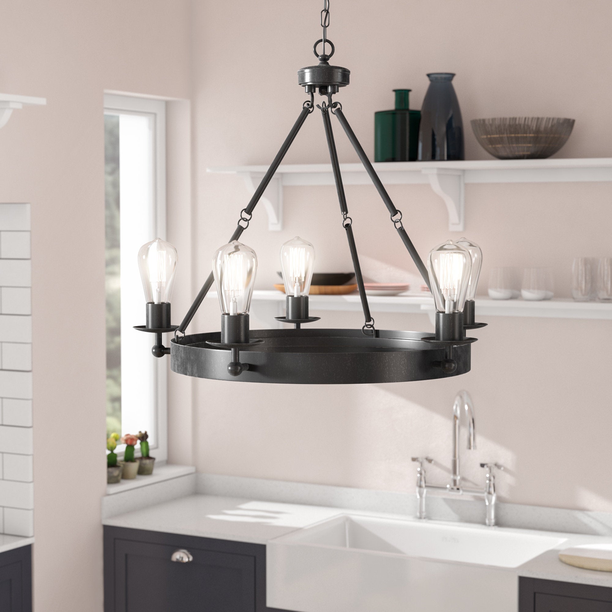 5 - Light Wagon Wheel Chandelier - From Where - 