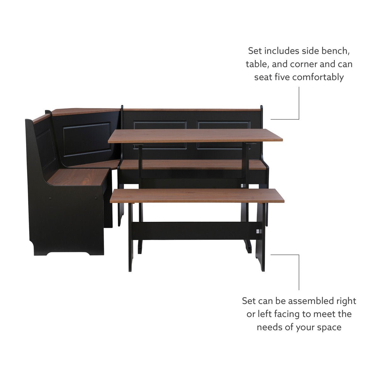 5 - Person Corner Pine Breakfast Nook - From Where - 