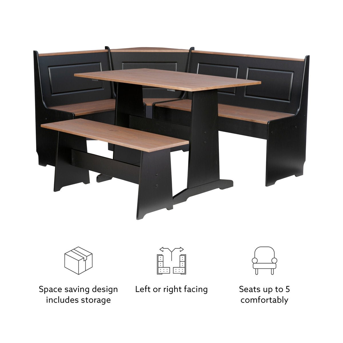 5 - Person Corner Pine Breakfast Nook - From Where - 