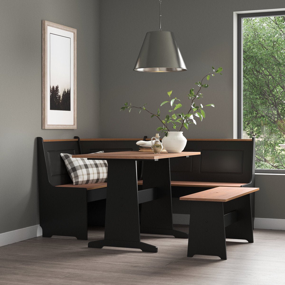 5 - Person Corner Pine Breakfast Nook - From Where - 