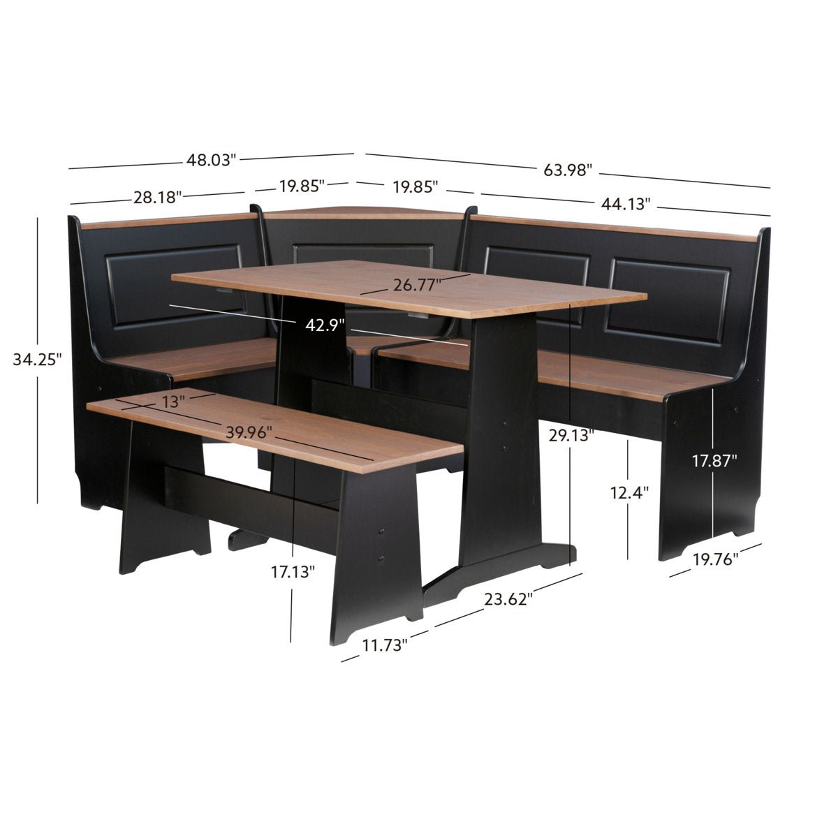 5 - Person Corner Pine Breakfast Nook - From Where - 