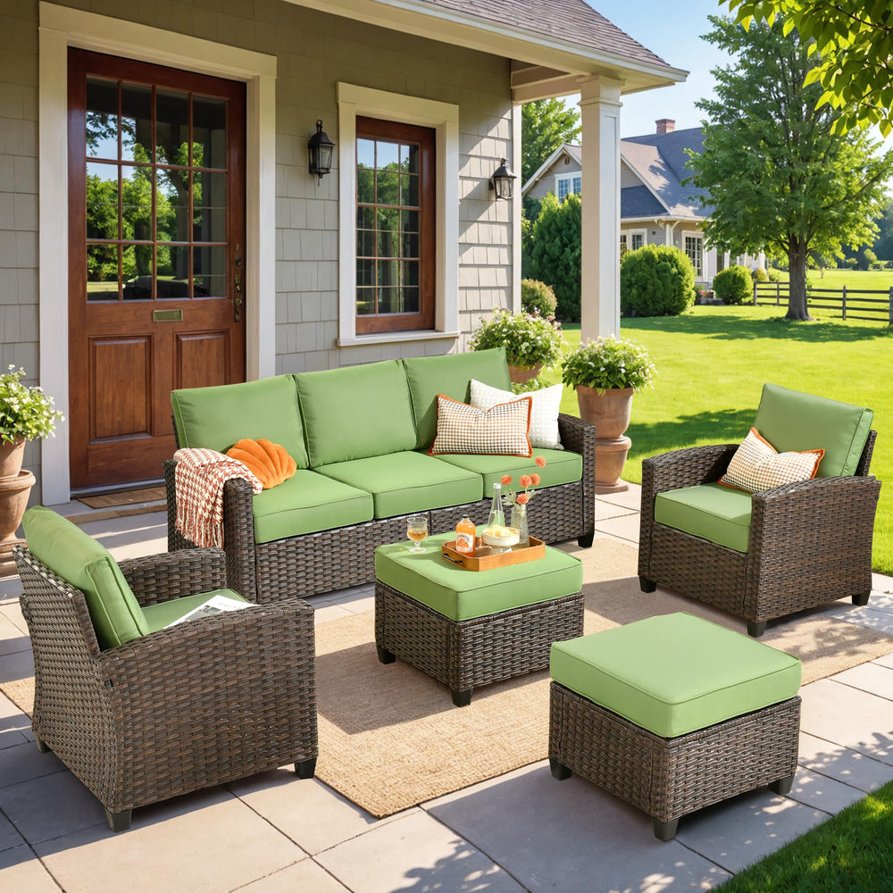 5 - Pieces Outdoor Wicker Furniture Set - From Where - 