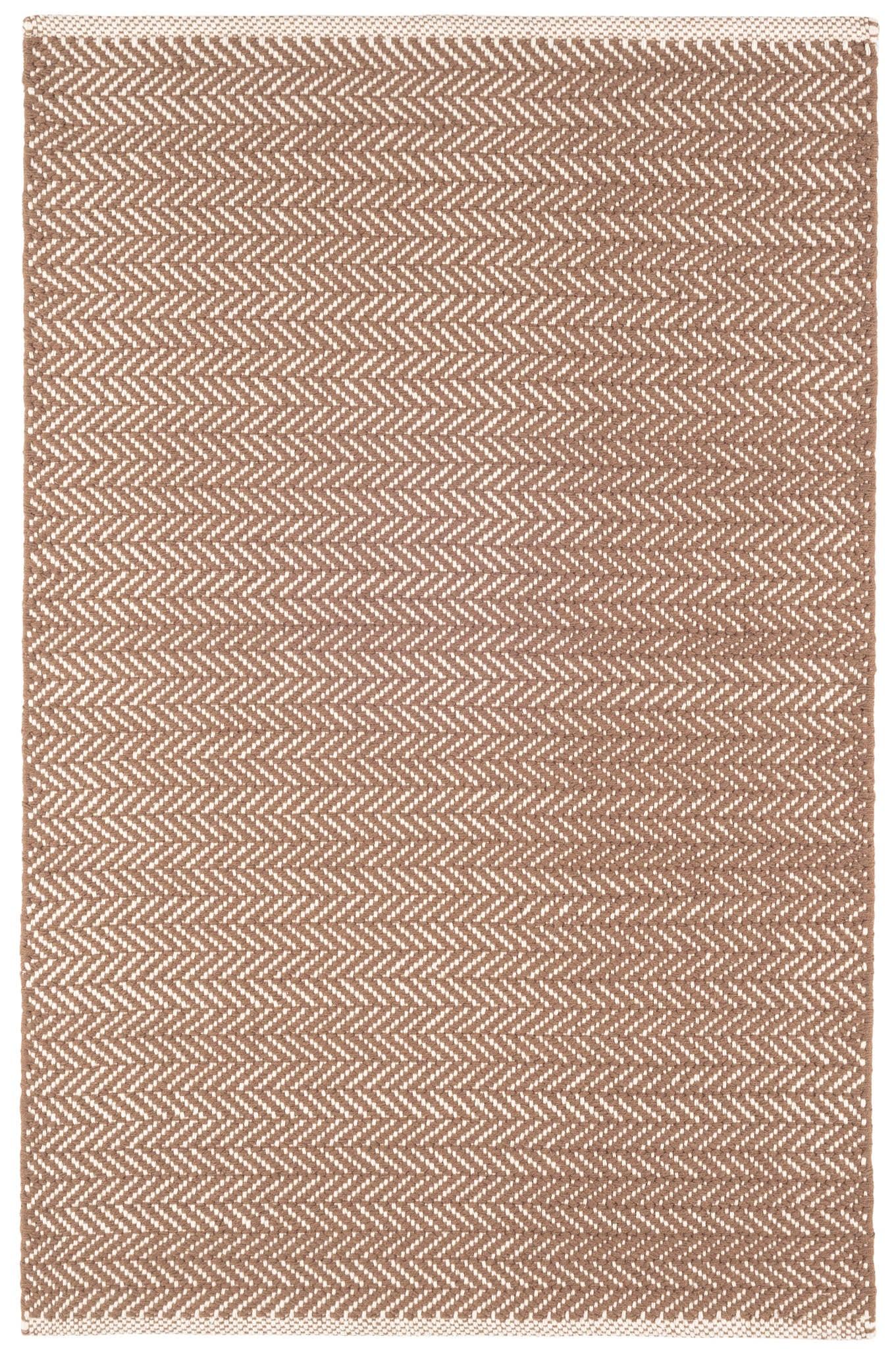 Herringbone Handwoven Cotton Rug | Stone