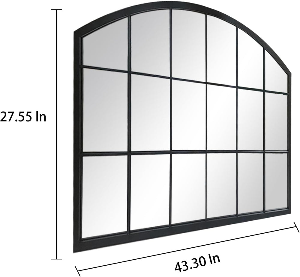 Black Grid Wide Window Pane Mirror