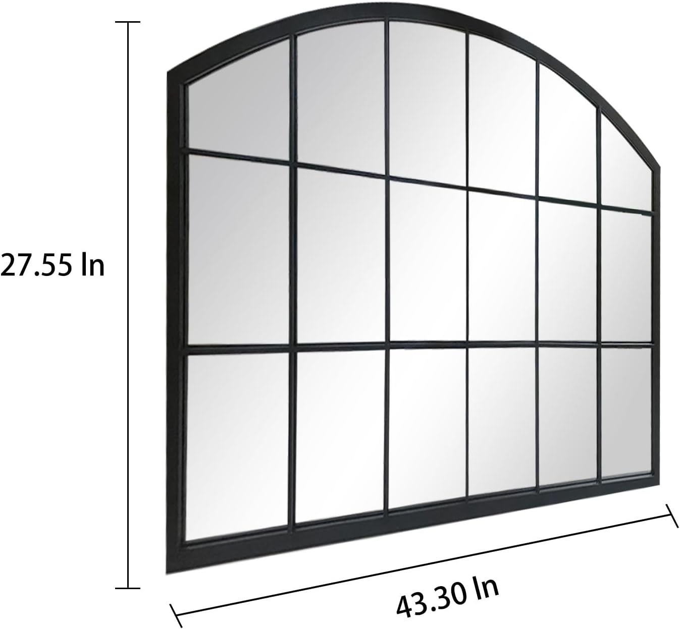 Black Grid Wide Window Pane Mirror