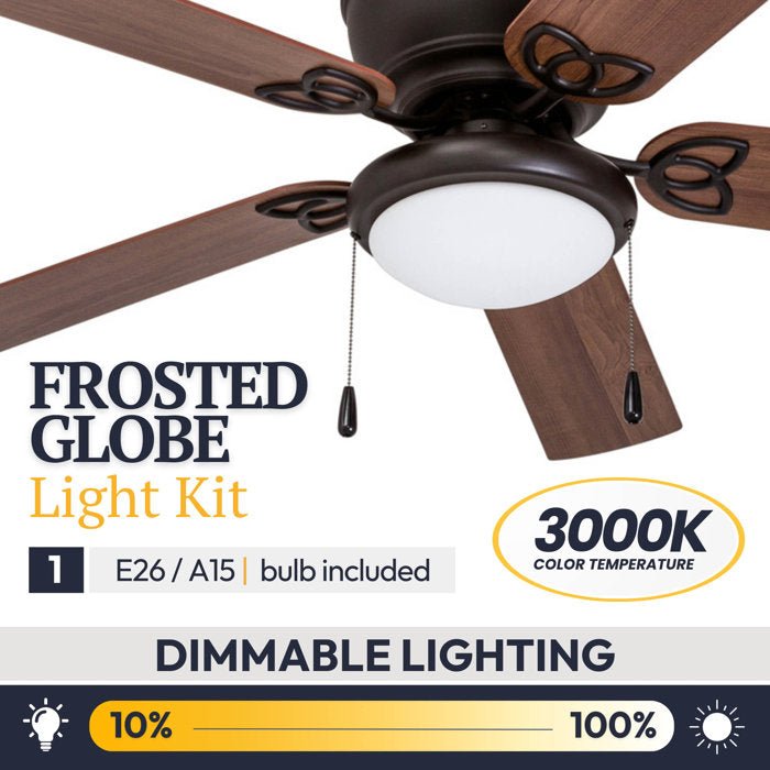 52'' Ceiling Fan with Light Kit - From Where - 