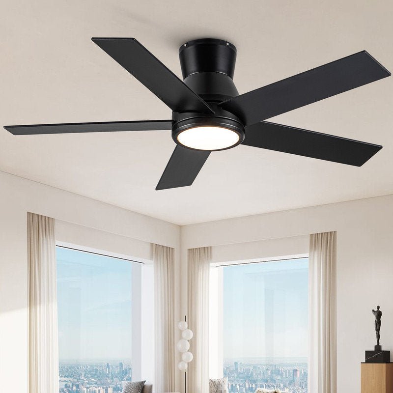 52" Integrated LED Flush Mount Ceiling Fan - From Where - 