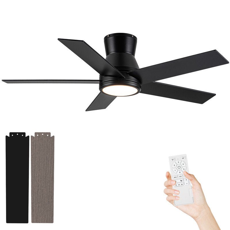 52" Integrated LED Flush Mount Ceiling Fan - From Where - 