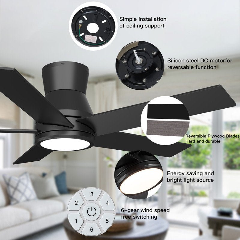 52&quot; Integrated LED Flush Mount Ceiling Fan - From Where - 