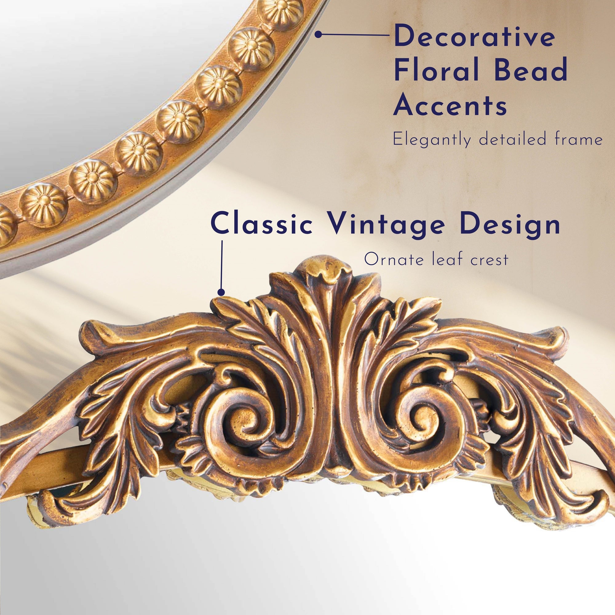 20" x 30" Filigree Arch Metal Wall Mirror Decor in Gold