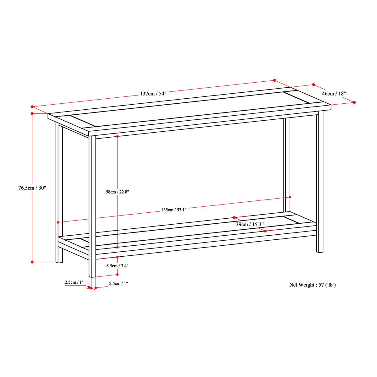 54"W Solid Mango Wood Console Table - From Where - 