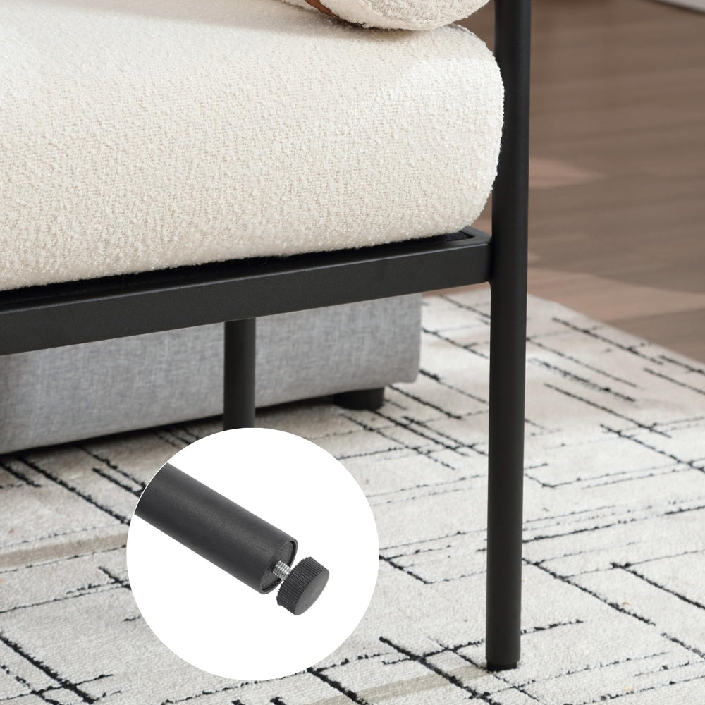 55" White Boucle Bench - From Where - 