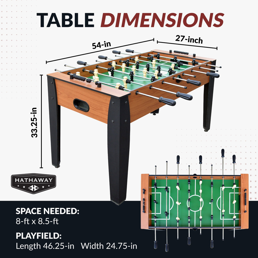 Hathaway Hurricane Foosball Table, 54-in, Light Cherry Finish