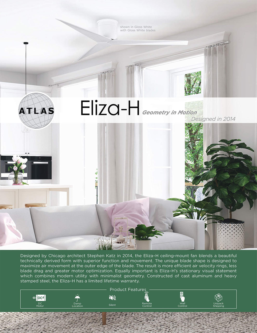 56" Hugger Flush Mount Ceiling Fan - From Where - 