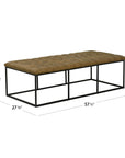 HomePop Draper 58" Large Ottoman with Button Tufting, Light Brown Faux Leather