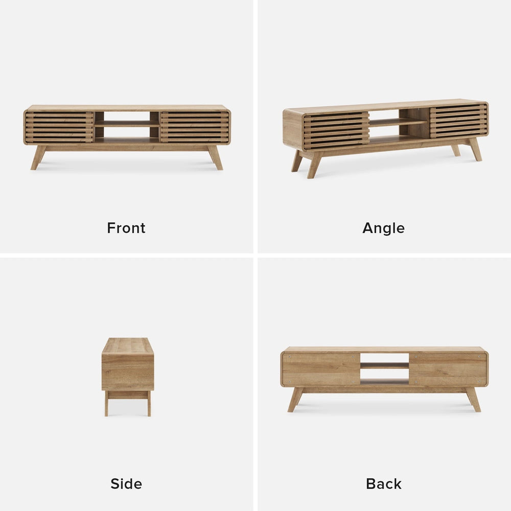 59" Mid - Century Modern Oak TV Stand - From Where - 