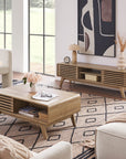 59" Mid - Century Modern Oak TV Stand - From Where - 