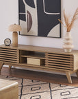 59" Mid - Century Modern Oak TV Stand - From Where - 