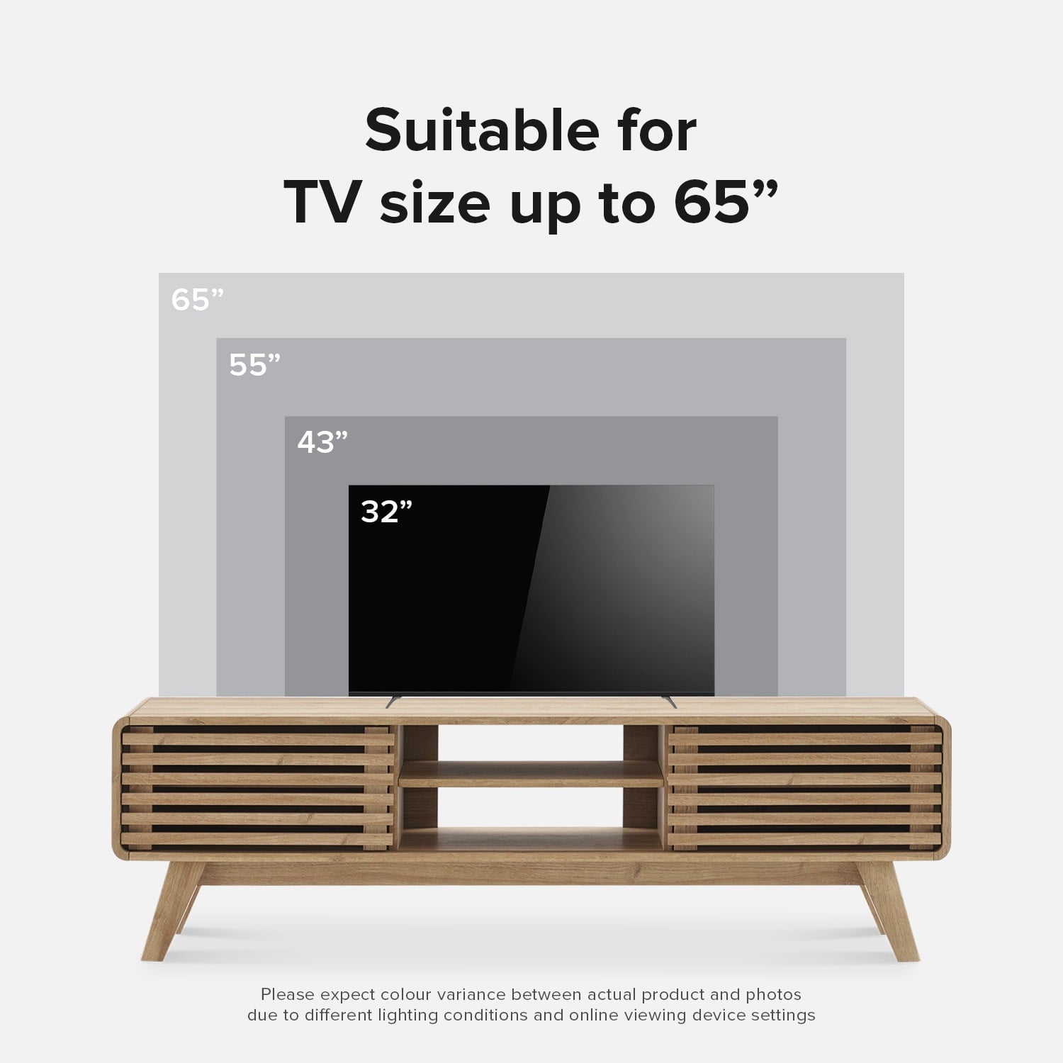59" Mid - Century Modern Oak TV Stand - From Where - 