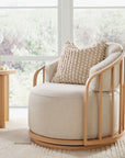 Free Shipping! Better Homes & Gardens Lillian Swivel Birdcage Accent Chair, Cream Linen, Natural Pine Finish