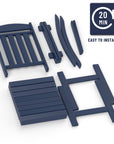 Patio Slat Rocking Chair Set of 2, HDPE Plastic Weather Resistant Porch Rocker, Navy Blue
