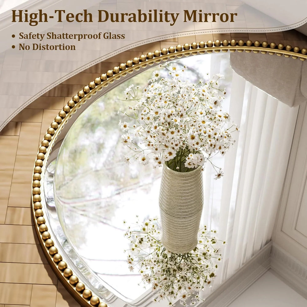 28" Beaded Round Wall Mirror