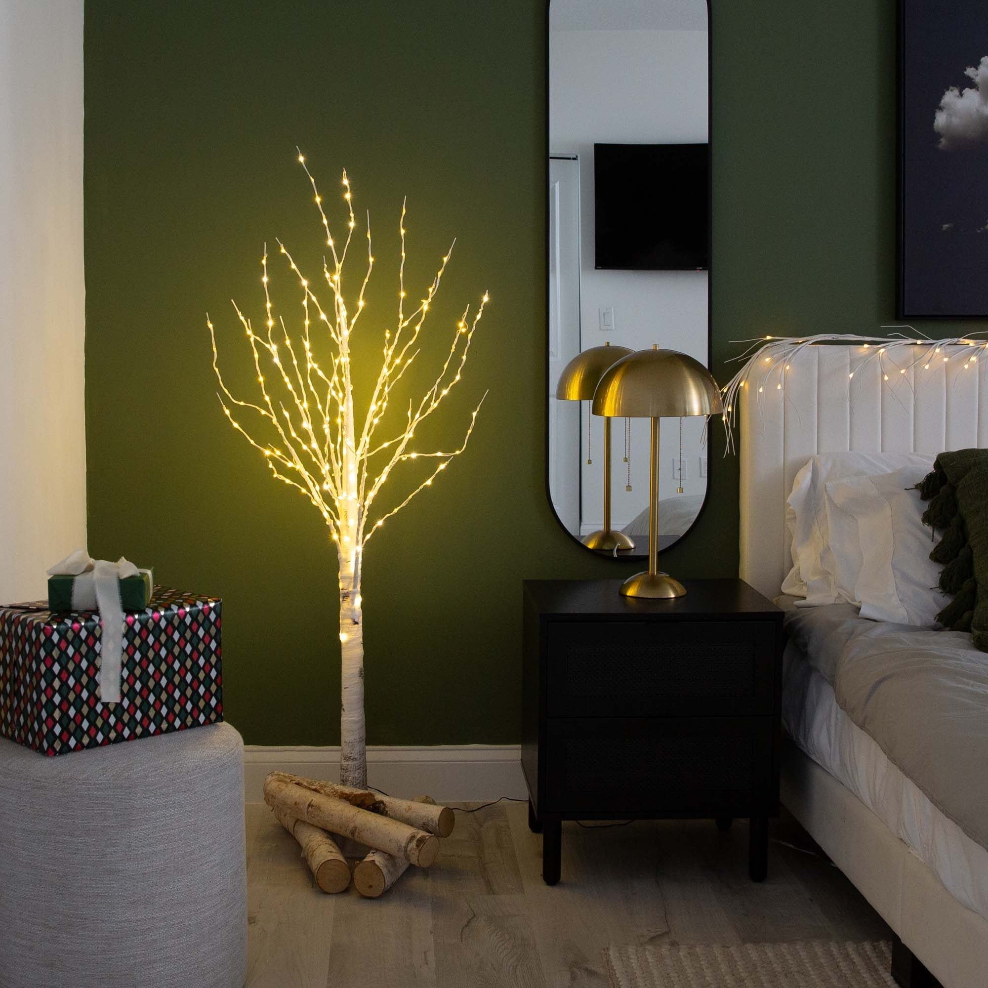 5ft Artificial White Birch Tree with Lights - From Where - 