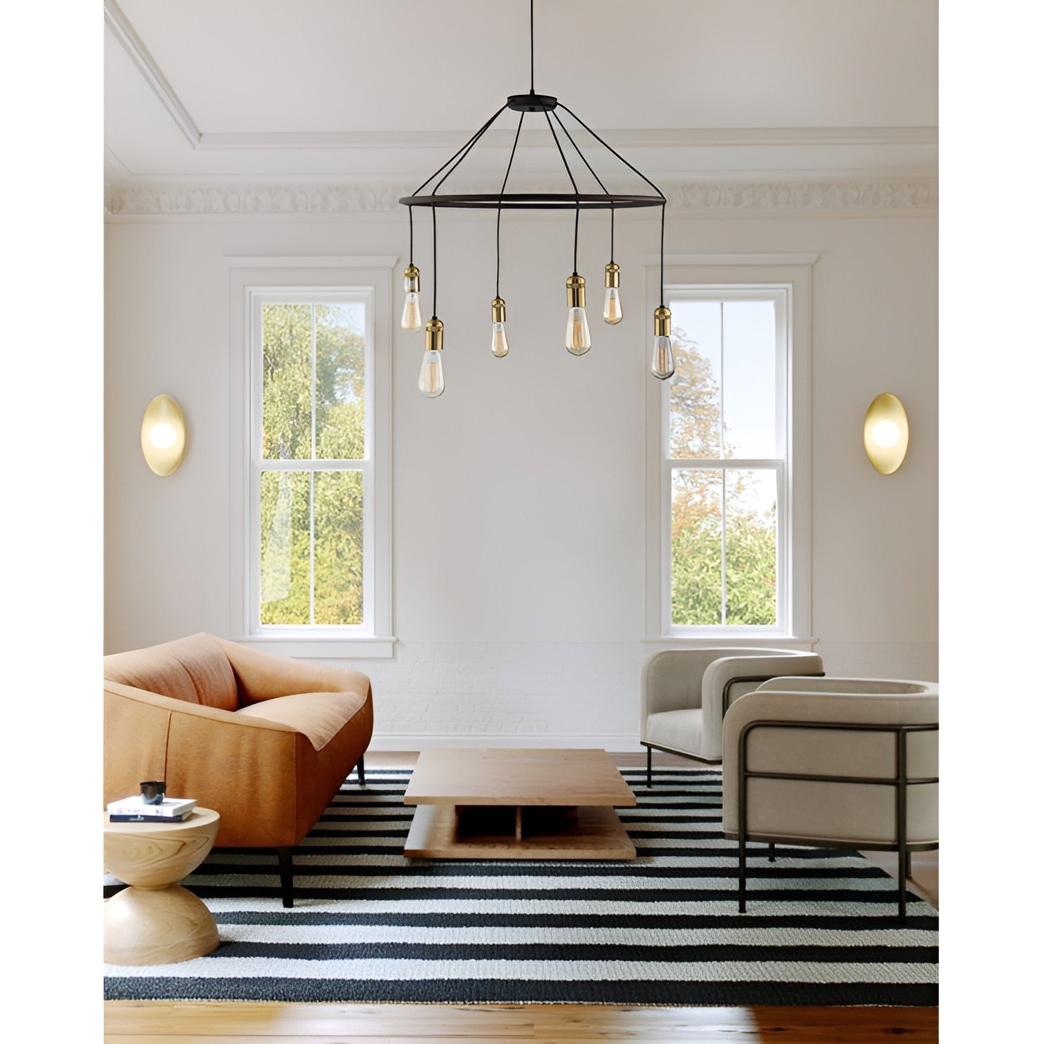 6-Light Industrial Hoop Rustic Circular Chandelier