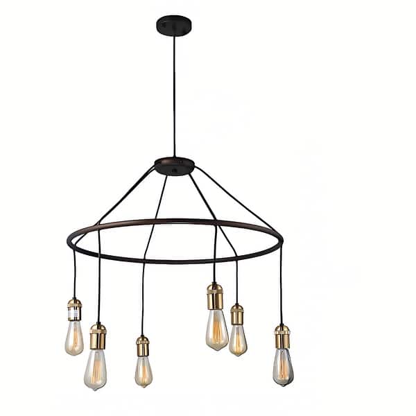 6-Light Industrial Hoop Rustic Circular Chandelier